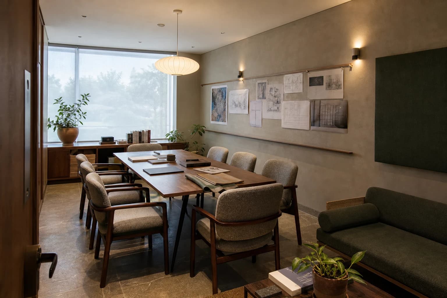 Material-led corporate meeting room concept